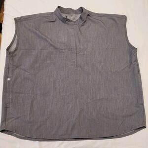 FIGS Womens Rafaela XL Gray Oversized Scrub Top Pockets Mandarin Collar Medical